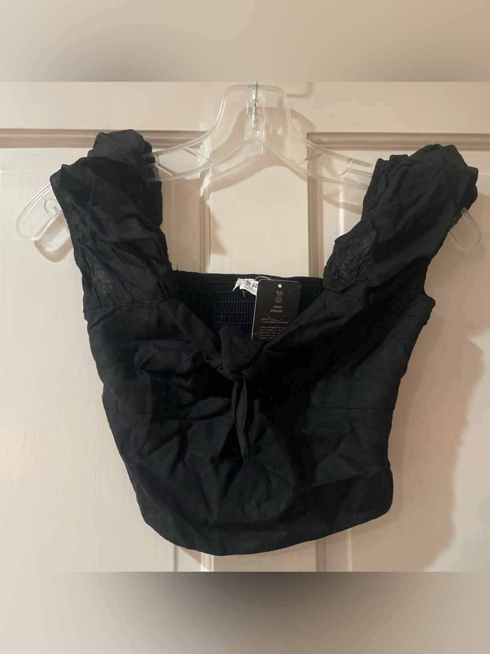 Urban Renewal Black Tie Front Crop Top XS NWT MSRP $45